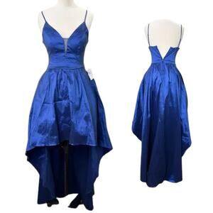 B Darlin Size 5/6 Dress Cocktail Hoco Prom Vintage Hi-Low Princess Taffeta Blue